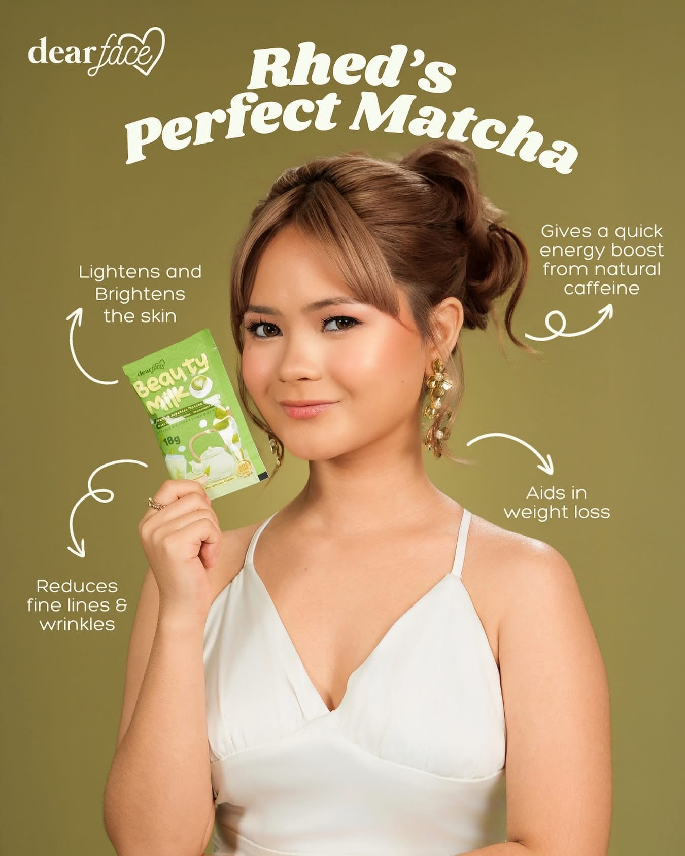 Dear Face Beauty Milk Matcha 10 sachets per pouch