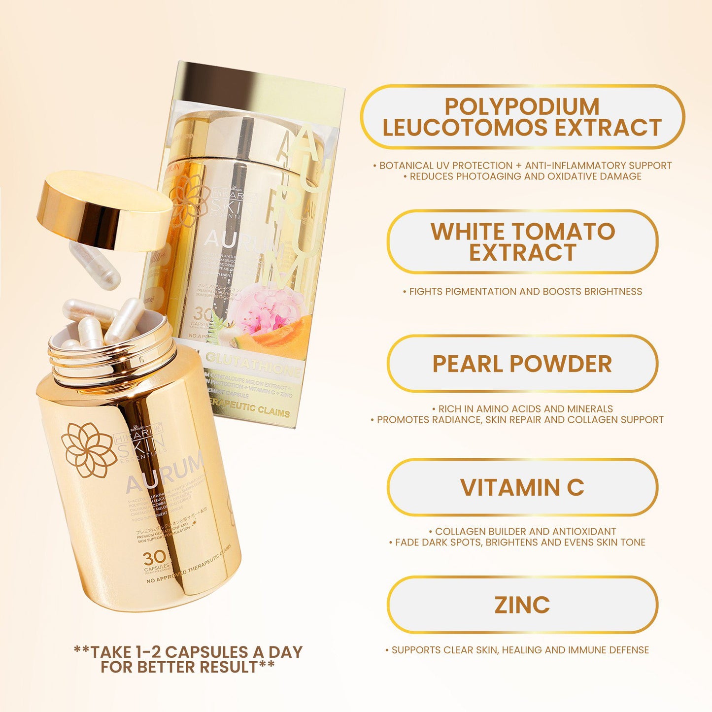 Hikari Skin Essentials Aurum Gluta Capsules 30s