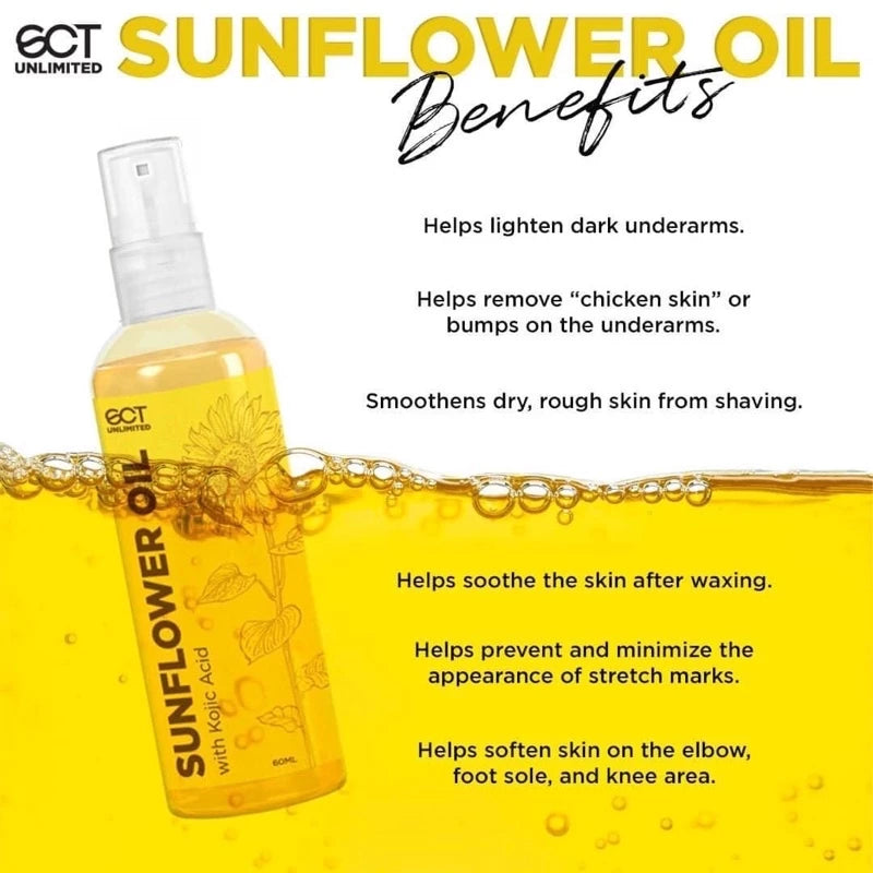 SCT Unlimited Sunflower Oil 100% Organic Lighten Scars Stretchmarks Underarm Essential For Skin - 60mL