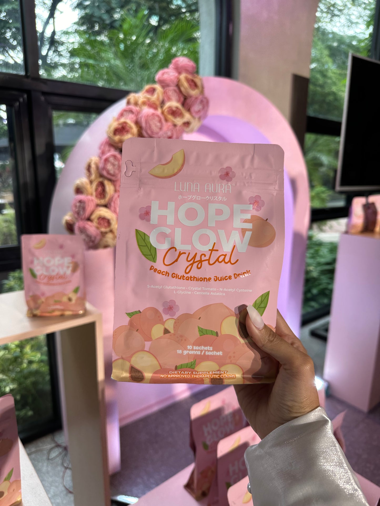 Luna Aura Hope glow Crystal Peach Glutathione Drinks