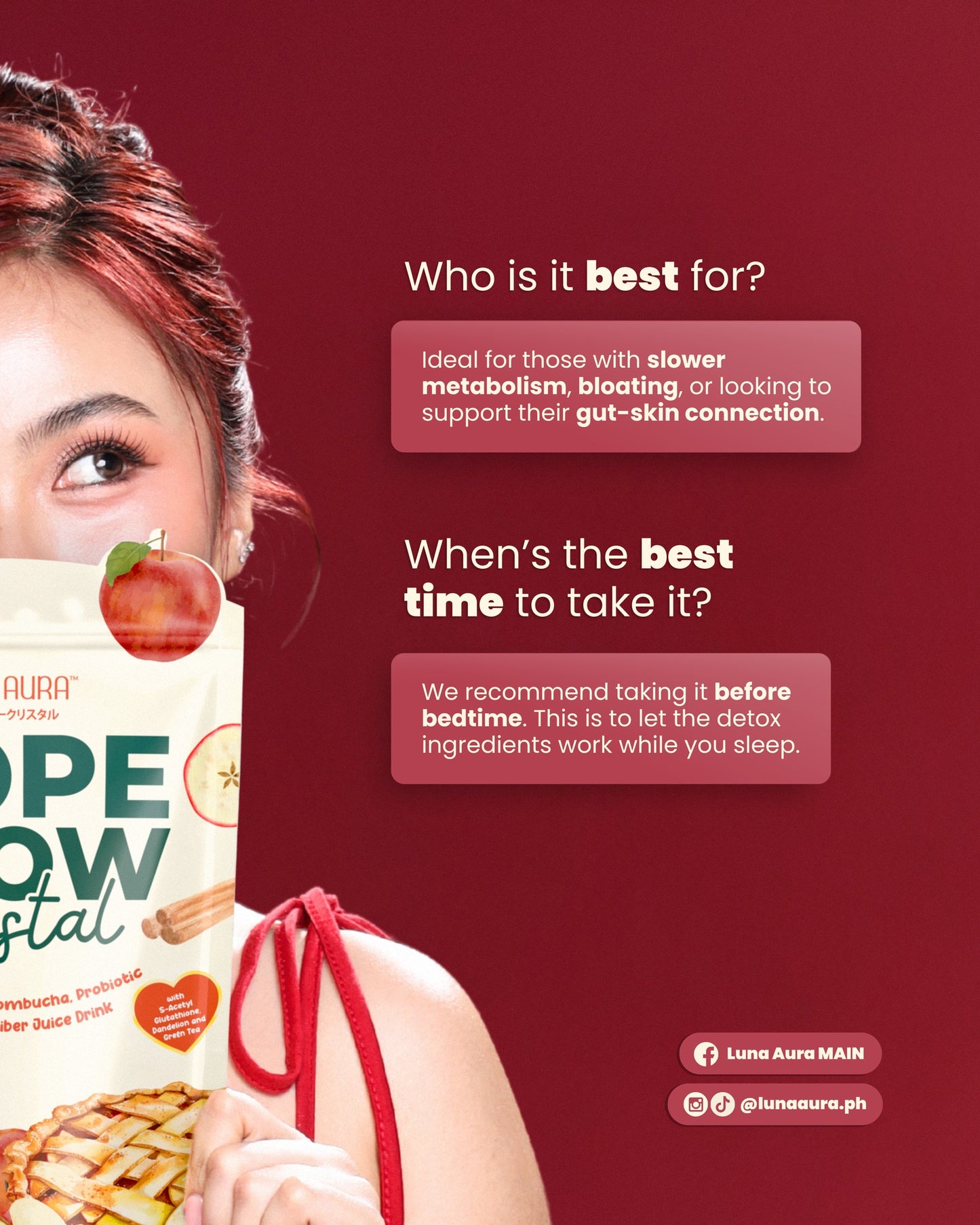 Luna Aura Hope Glow Crystal Apple Cinnamon 10 Sachets per pouch