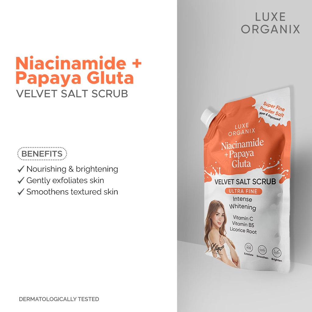 Luxe Organix Niacinamide + Papaya Gluta Velvet Salt Scrub 300g