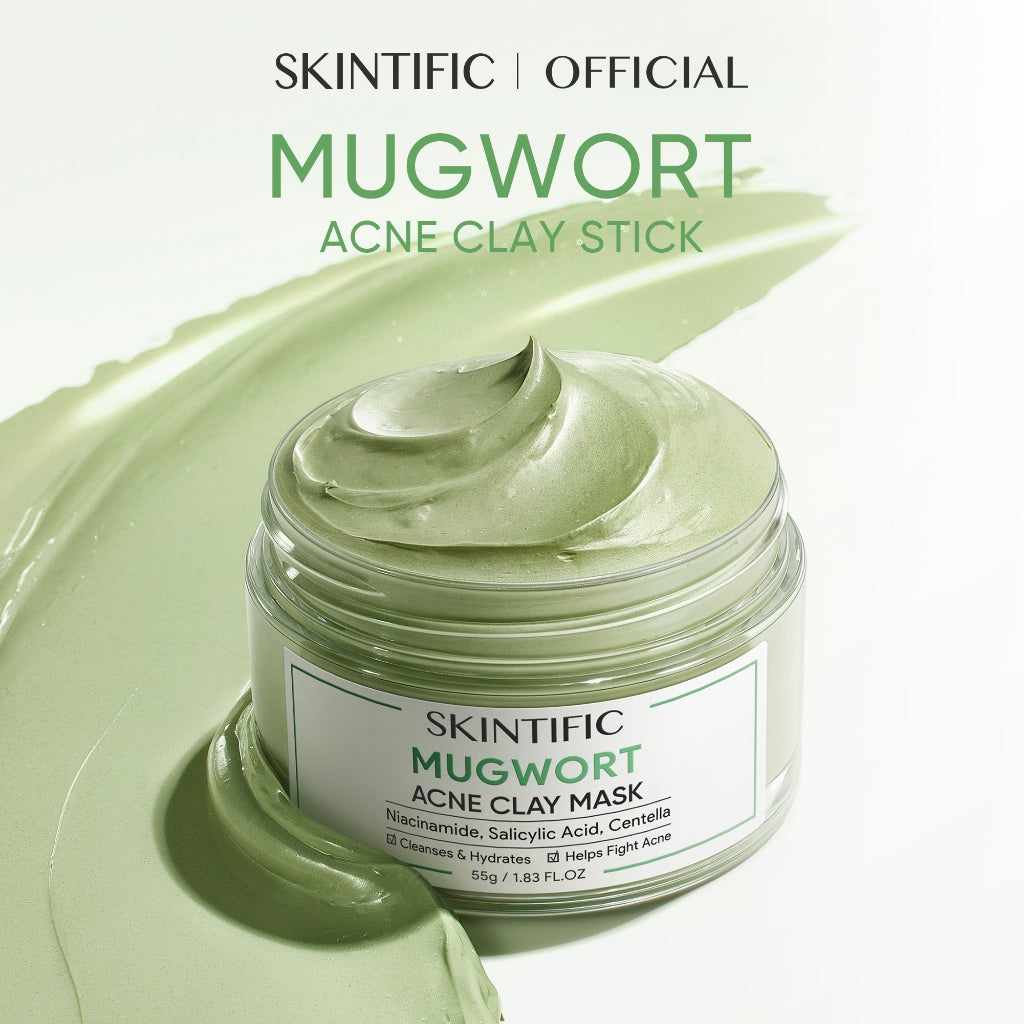 SKINTIFIC Mugwort Clay Facial Mask Stick Green Skin Care Face Mask Black Heads Removal Anti Acne set