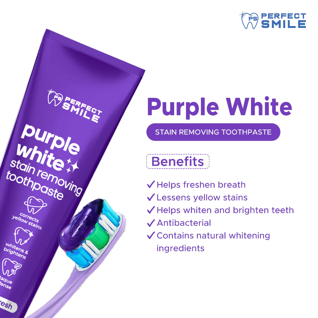 Perfect Smile Purple White Stain Removing Toothpaste 100ml Value Pack 2pcs