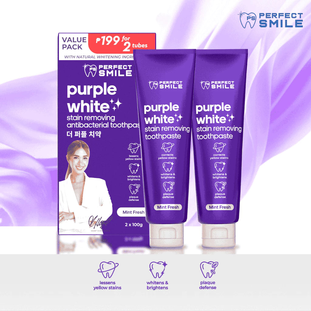 Perfect Smile Purple White Stain Removing Toothpaste 100ml Value Pack 2pcs