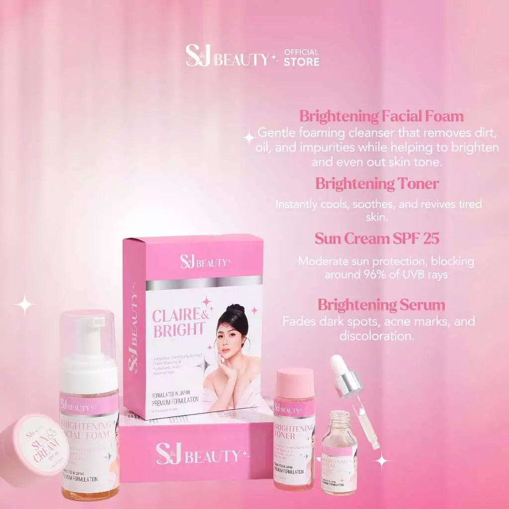 S&J Beauty Claire & Bright Set – Juniperus Communis Extract & Niacinamide Hydrating Skincare Kit