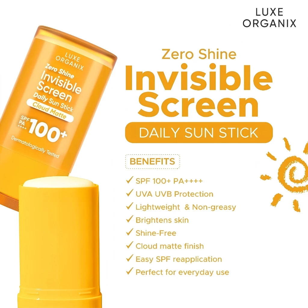 Luxe Organix Zero Shine Invisible Screen Daily Sun Stick 20g