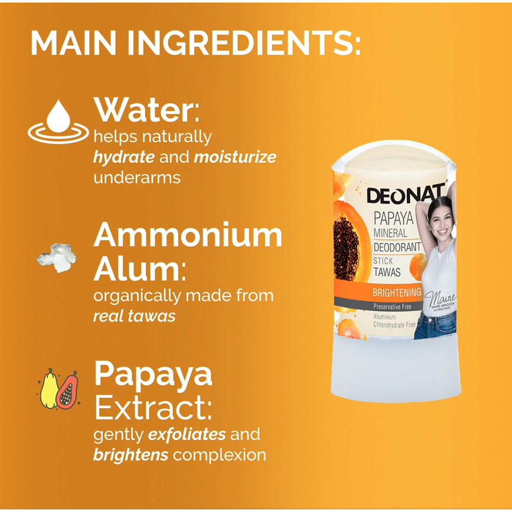 Luxe Organix DEONAT Natural Mineral Deodorant Stick Papaya 60g