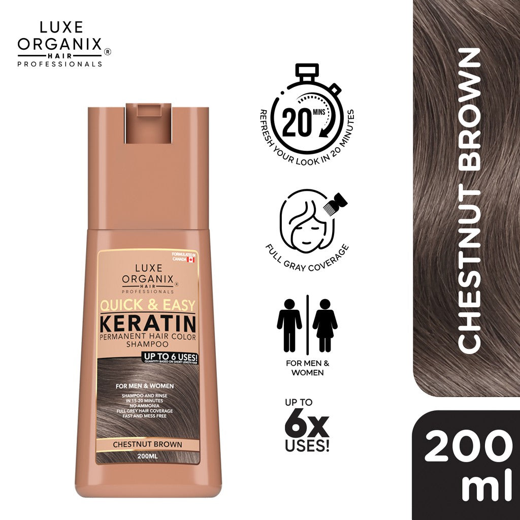 Luxe Organix Hair Color Shampoo Chestnut Brown 200ML