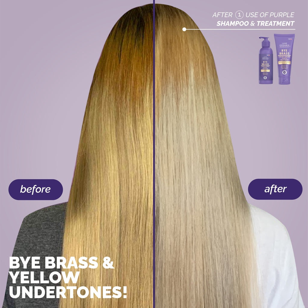 Luxe Organix Bye Brass Purple Shampoo 270ml color toning