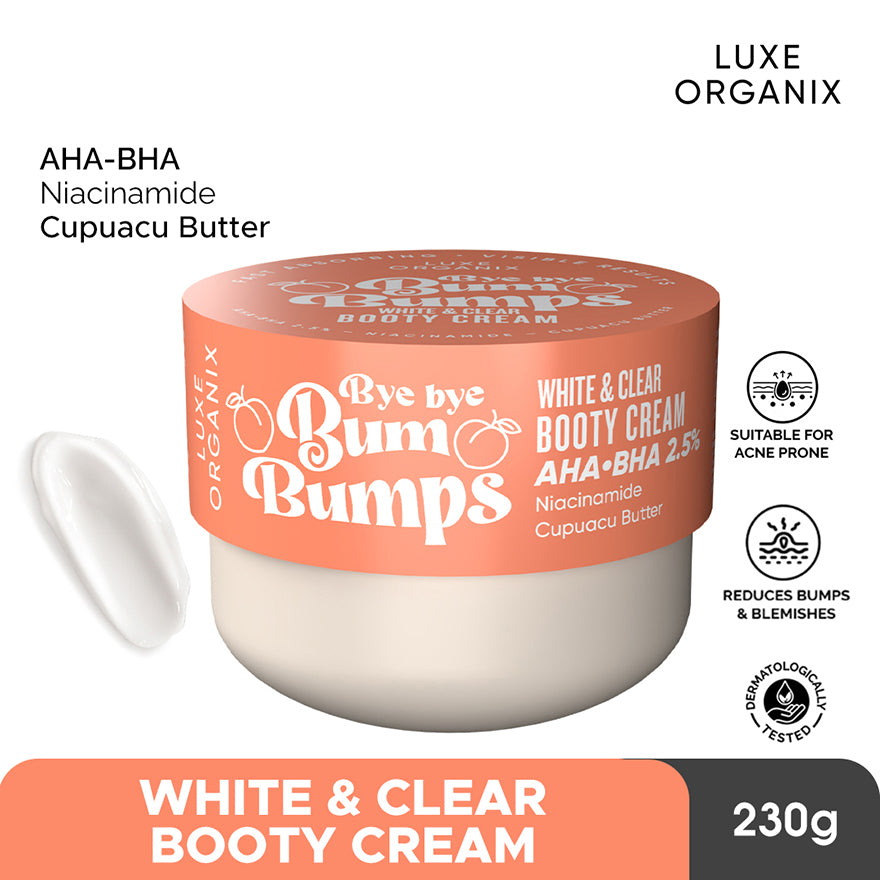 Luxe Organix Bye Bye Bum Bumps White and Clear Booty Cream 230g