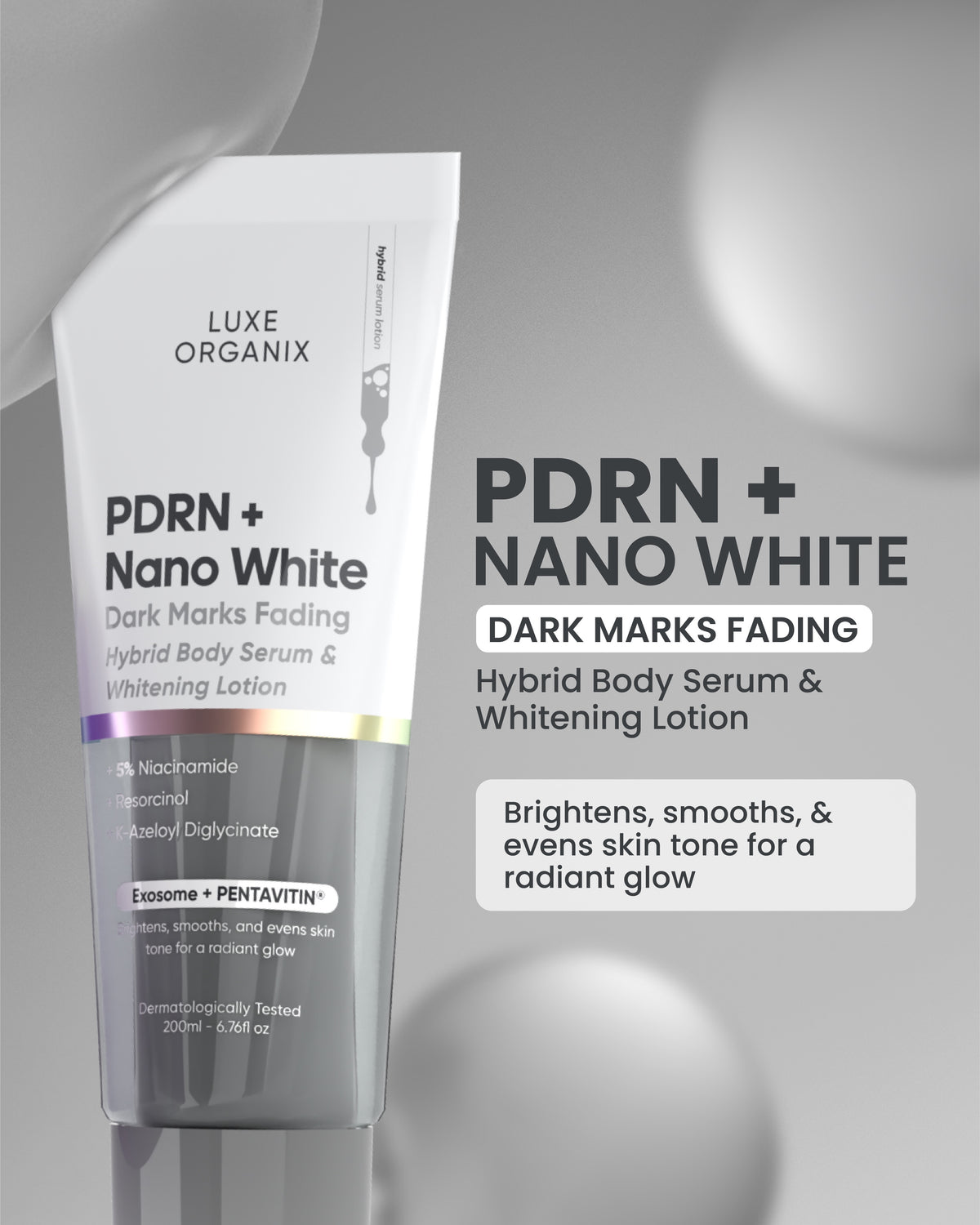Luxe Organix 𝗣𝗗𝗥𝗡 𝗛𝘆𝗯𝗿𝗶𝗱 𝗕𝗼𝗱𝘆 𝗦𝗲𝗿𝘂𝗺 & 𝗪𝗵𝗶𝘁𝗲𝗻𝗶𝗻𝗴 𝗟𝗼𝘁𝗶𝗼𝗻