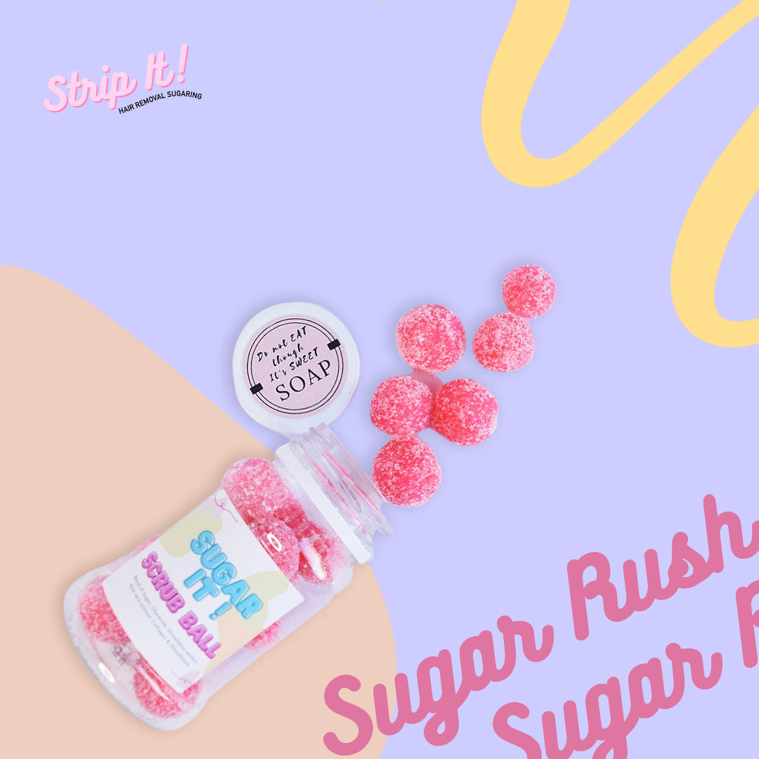 Strip It Sugar It Scrub Balls Body Exfoliant with Glutathione