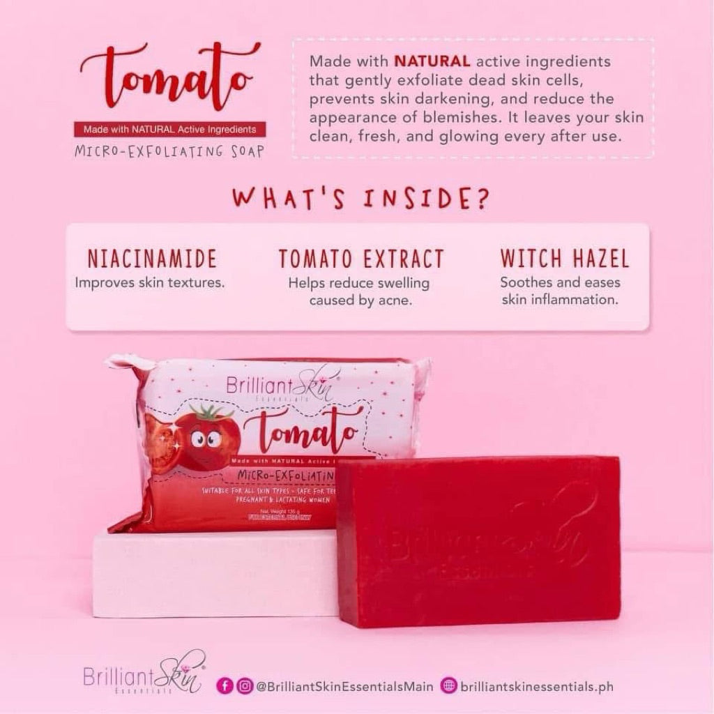 BRILLIANT SKIN Tomato Facial Set Original (Safe for Teens, Breastfeeding Moms, Pregnant Women)