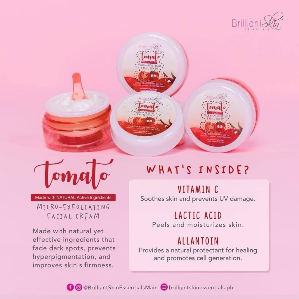 BRILLIANT SKIN Tomato Facial Set Original (Safe for Teens, Breastfeeding Moms, Pregnant Women)