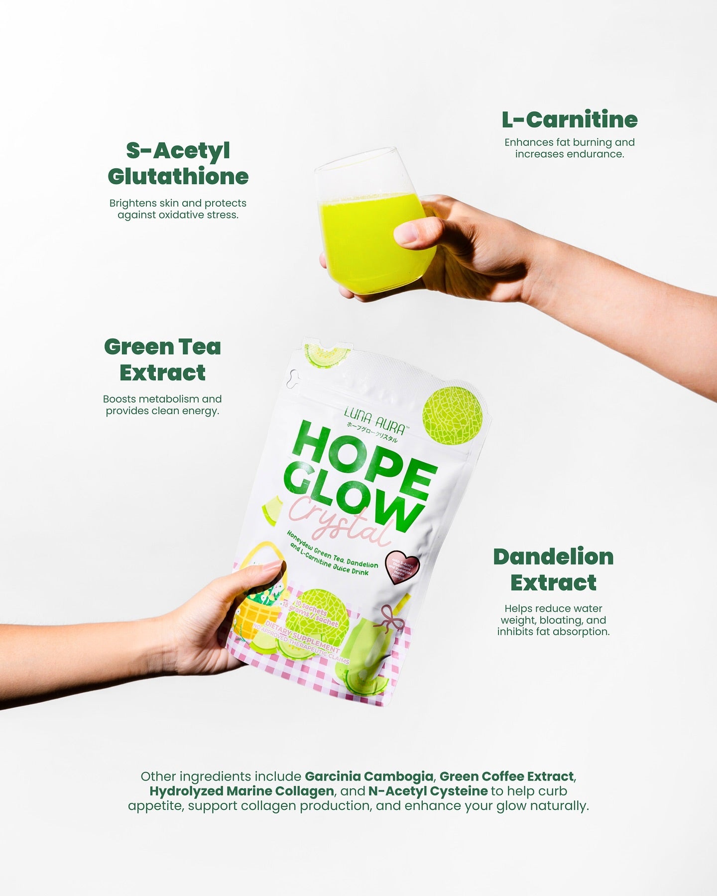 Luna Aura Hope Glow Crystal Honeydew 10 Sachets per Pouch