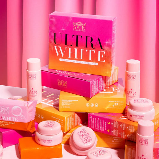 Hikari Skin Essentials Ultra White Premium Rejuv Set, Kojic Soap, Sunscreen