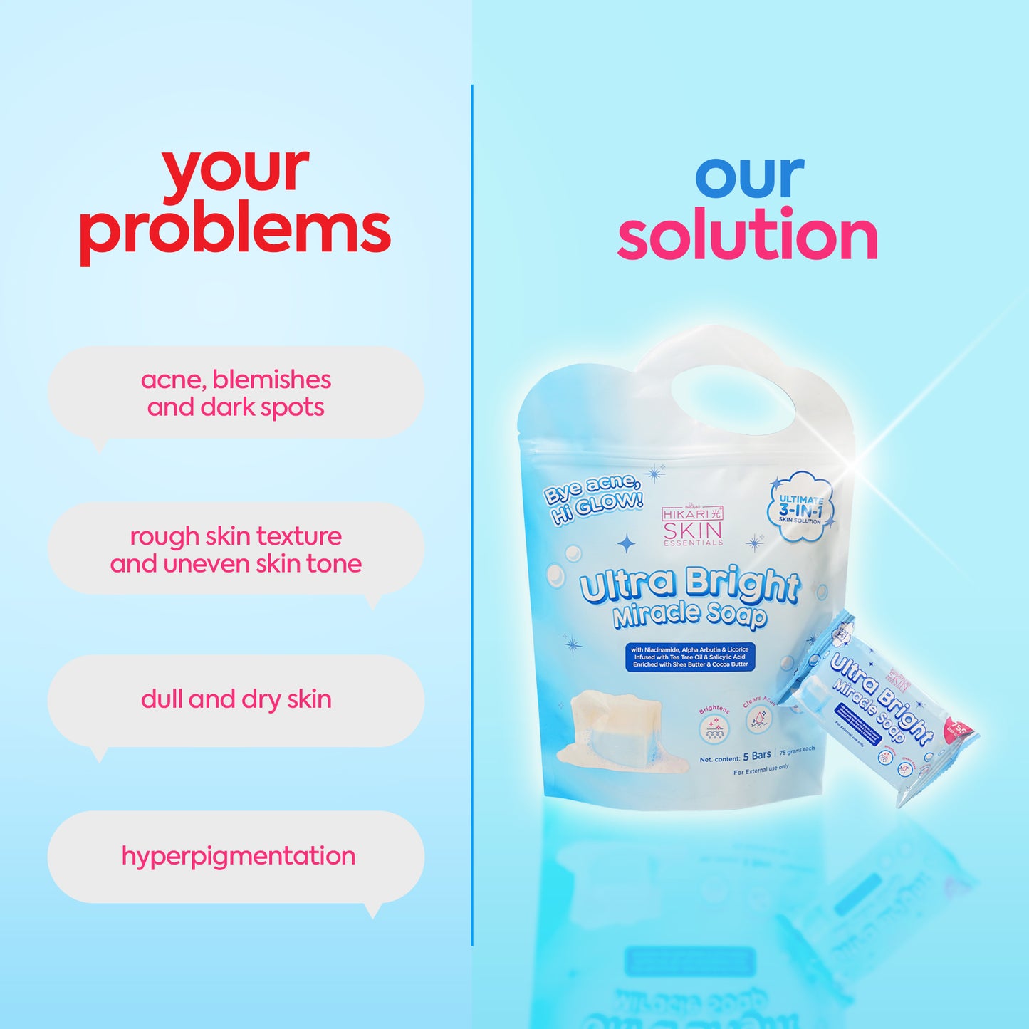 Hikari Skin Essentials UltraBright Miracle Soap 5 soap per pouch