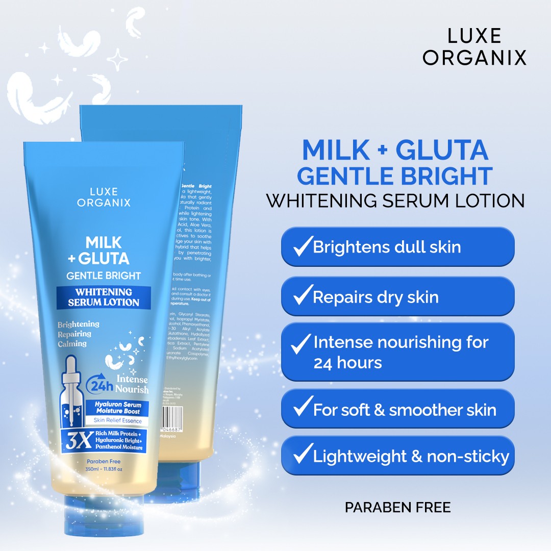 Luxe Organix | Milk + Gluta | Retinol+Gluta | Niacinamide+Arbutin Whitening Serum Lotion 350ml