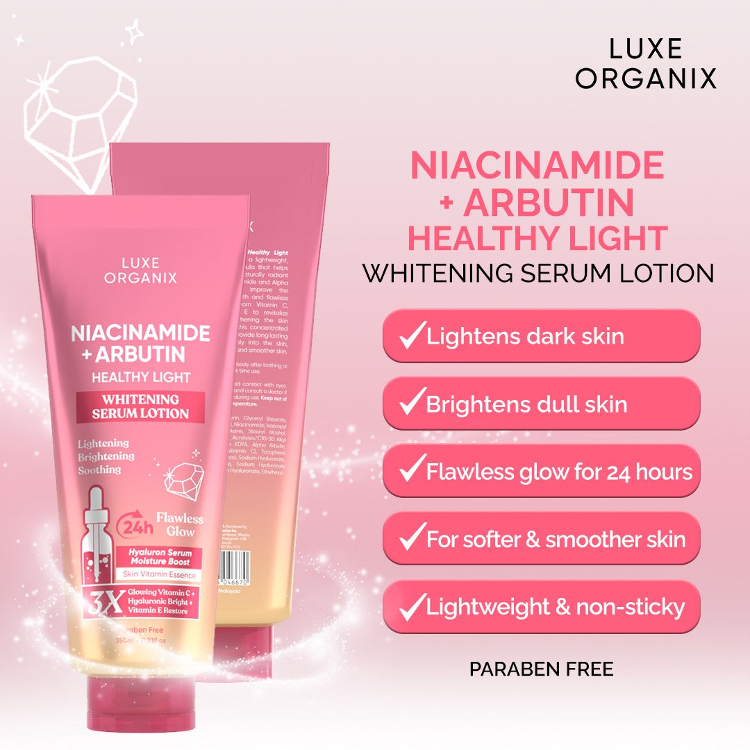 Luxe Organix | Milk + Gluta | Retinol+Gluta | Niacinamide+Arbutin Whitening Serum Lotion 350ml