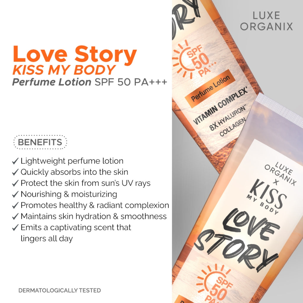 Luxe Organix X Kiss My Body, Fly Me Away, Sweetie, Love Story Perfume Lotion SPF 50 PA+++ 200g