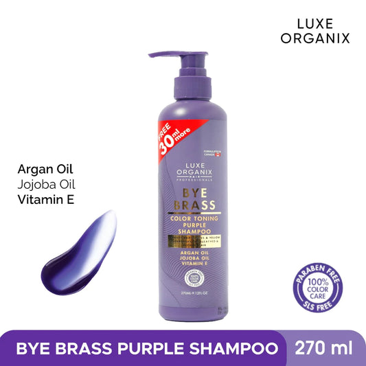 Luxe Organix Bye Brass Purple Shampoo 270ml color toning