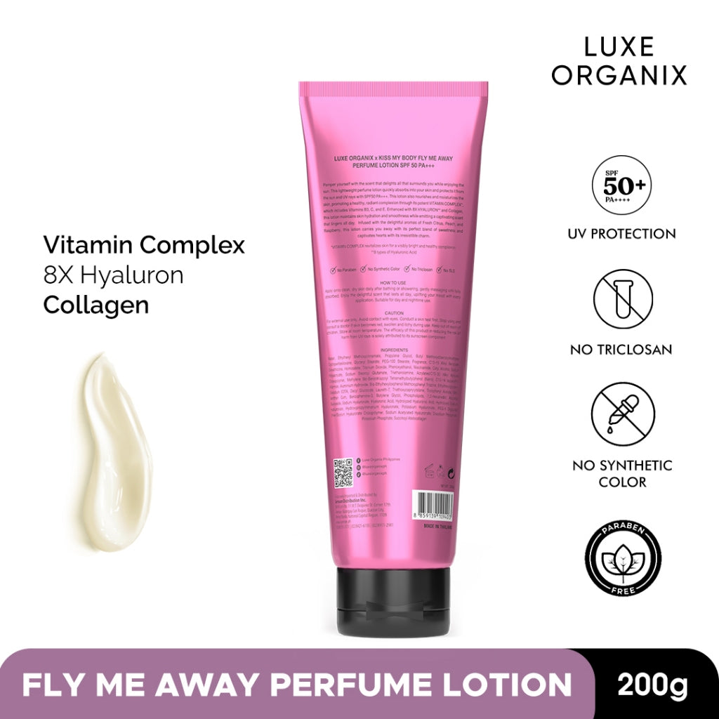 Luxe Organix X Kiss My Body, Fly Me Away, Sweetie, Love Story Perfume Lotion SPF 50 PA+++ 200g