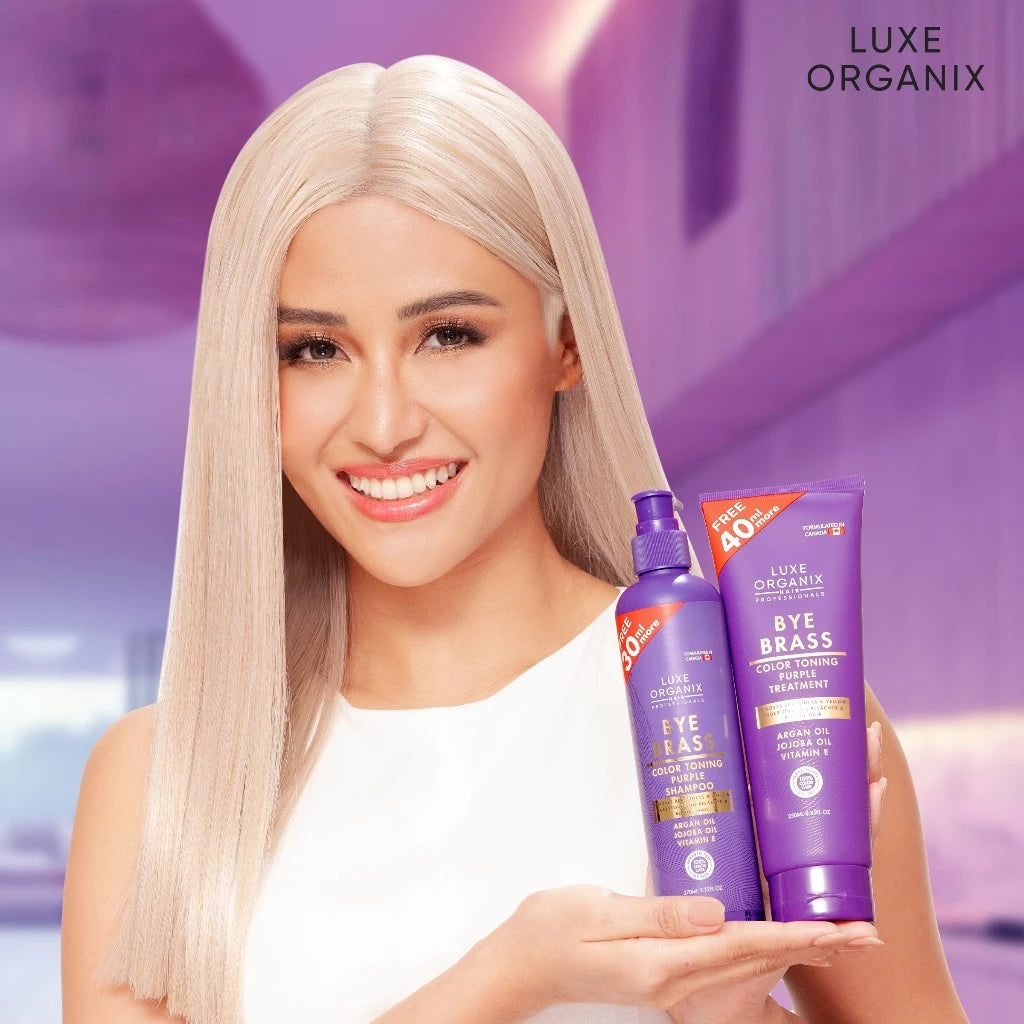 Luxe Organix Bye Brass Purple Shampoo 270ml color toning