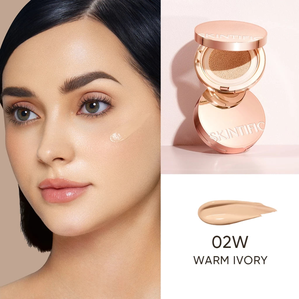Skintific Cover All Perfect Cushion Powder Foundation Concealer Oil Control 12H Long Lasting