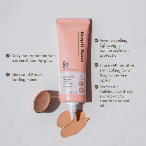 Barefaced KEEP-IT-MATTE 100% Mineral Sunscreen Tinted SPF50 PA+++ 50g with Niacinamide