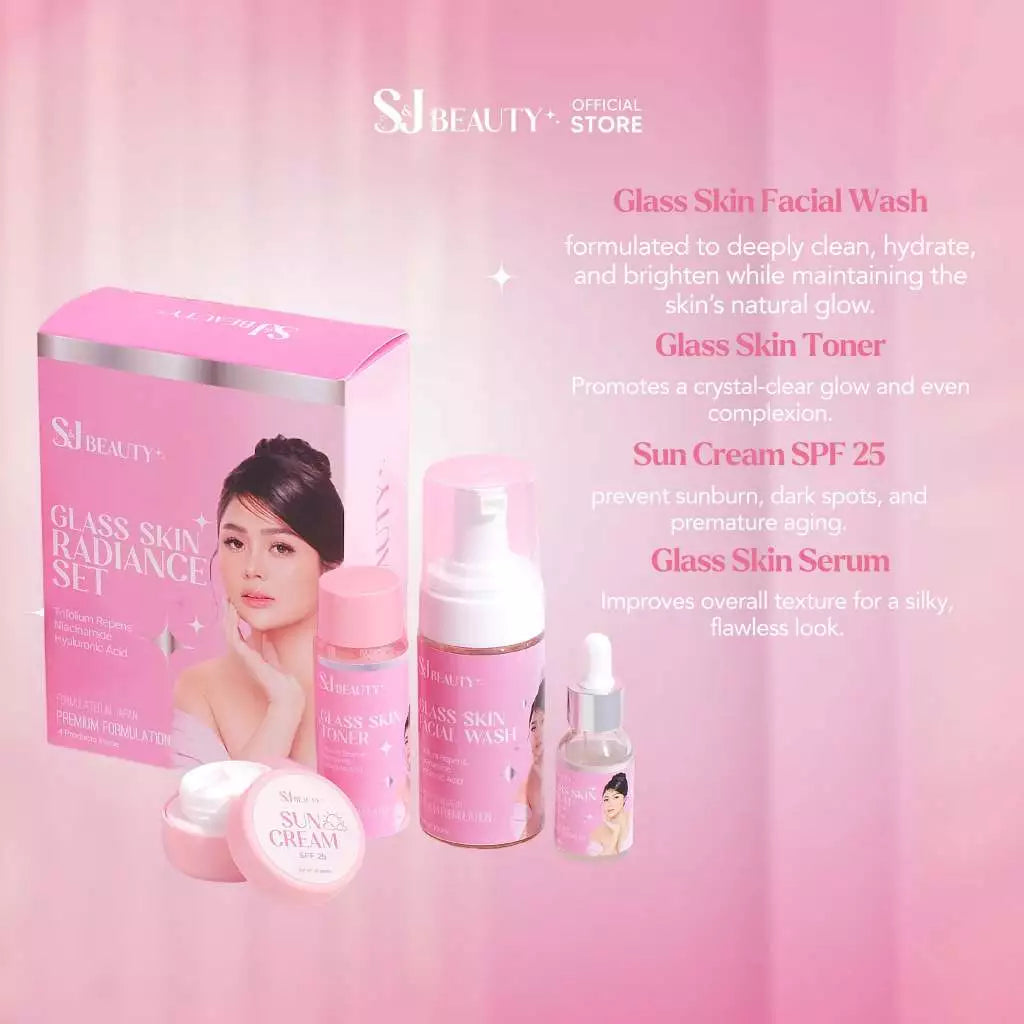 S&J Beauty Glass Skin Radiance Set – Soap Toner Serum Sunscreen Niacinamide Hyaluronic Acid Skincare