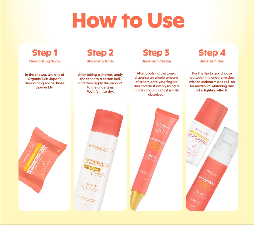 Organic Skin Japan Intensive Whitening Underarm Powder Dry Deodorant Under Arm Deo Roll on Set of 3