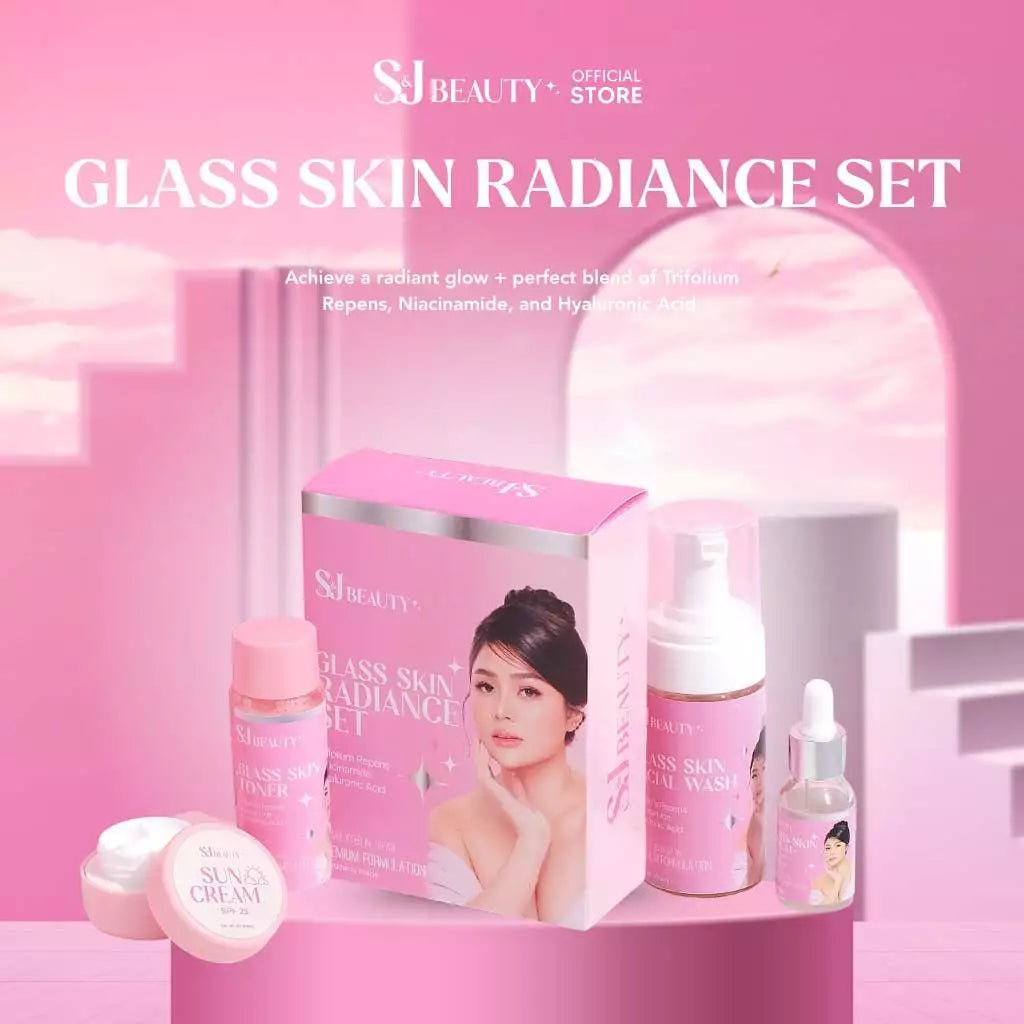 S&J Beauty Glass Skin Radiance Set – Soap Toner Serum Sunscreen Niacinamide Hyaluronic Acid Skincare