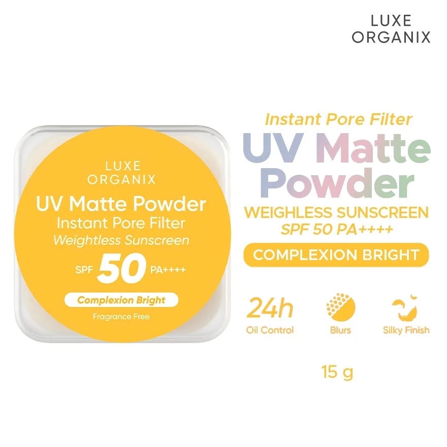LUXE ORGANIX UV Matte Powder Instant Pore Filter Weightless Sunscreen Complexion Bright/ Correct 15g