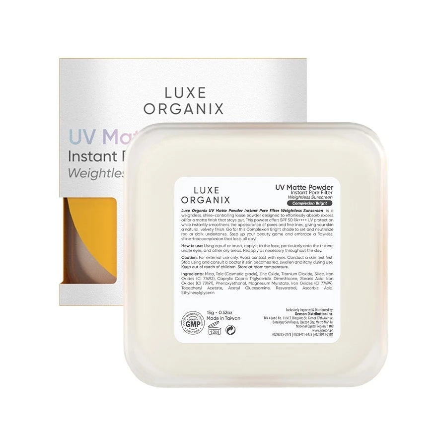 LUXE ORGANIX UV Matte Powder Instant Pore Filter Weightless Sunscreen Complexion Bright/ Correct 15g