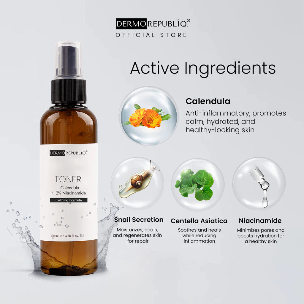 Dermorepubliq Calendula + 2% Niacinamide Calming and Brightening Toner -100mL