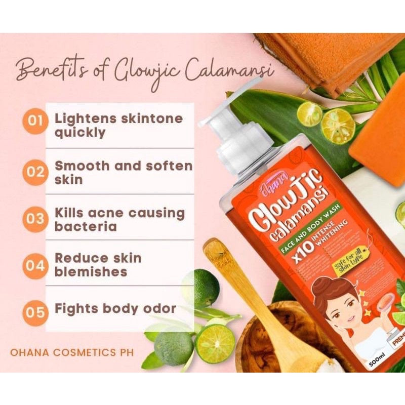 Ohana Cosmetics Glowjic Calamansi Face and Body Wash 500ml