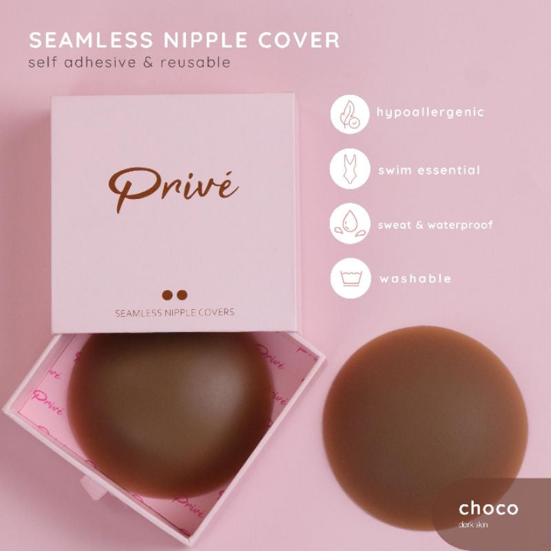 PRIVE Seamless Nipple Cover Ultra-thin Re-usable Nipple Pasties Sweatproof Waterproof Nipple Pad