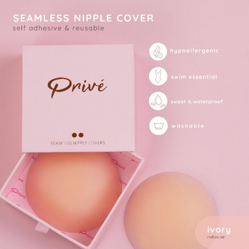 PRIVE Seamless Nipple Cover Ultra-thin Re-usable Nipple Pasties Sweatproof Waterproof Nipple Pad