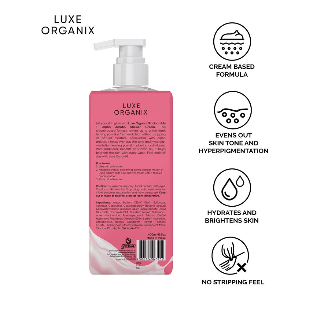 Luxe Organix Niacinamide + Alpha Arbutin + Vitamin E Shower Cream 400ml
